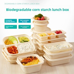 Caja de Almuerzo Ecológica Desechable y Degradable de Almidón de Maíz, Personalizable, con Tres a Seis Compartimentos, Apta para Alimentos, para Sushi - Product Image 2