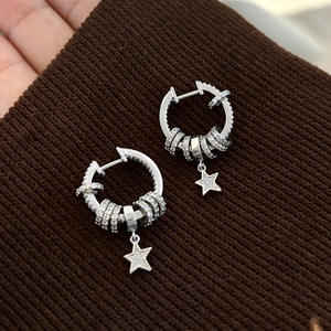Pendientes de Plata de Ley S925 con Diseño Único de Estrella Circular, Estilo Religioso, Exquisitos, Versátiles, con Personalidad, Estilo Dulce y Moderno - Product Image 4