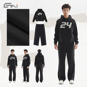 Vêtements pour hommes <span class=keywords><strong>ETAI</strong></span> |   Ensemble de survêtement de marque style sportif à capuche avec lettres, poches décontractées, en coton épais, avec bande de bordure compressée, pour l'hiver - Product Image 2