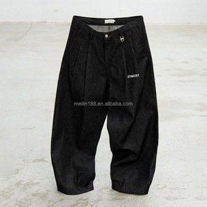 Pantalones Vaqueros Japoneses Personalizados de Mezclilla Cruda con Pliegues y Bajo Deshilachado, Fabricante de Jeans Apilados de Diseñador para Hombre de 14oz con Botones - Product Image 1