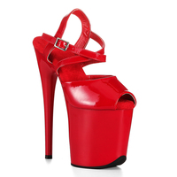 Sandales d'été sexy en PVC pour pole dance, talon haut de 20 cm, bout ouvert, bride de cheville en dentelle, semelle épaisse, légères, logo personnalisé
