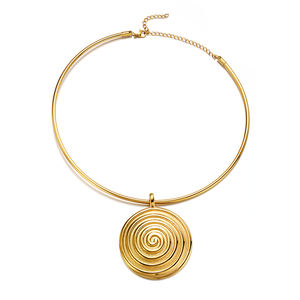 Collana con Ciondolo a Spirale POP, Pendente Geometrico Rotondo a Spirale, Catena per Collo con Ciondolo Rotondo in Acciaio Inossidabile, Regalo - Product Image 6