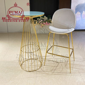 Meubles de jardin en acier inoxydable, table de bar moderne en fil métallique - Product Image 2