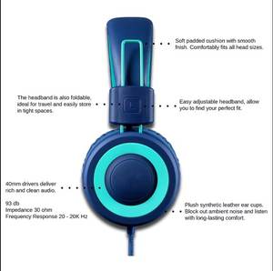 Casque audio supra-auriculaire de luxe Hi-Fi USB-C Type-C avec serre-tête réglable, pliable, filaire, pour enfants, avec micro, <span class=keywords><strong>armature</strong></span> équilibrée, étanche IPX-2 - Product Image 3