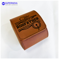 Kotak Jam Tangan Kulit Sintetis Laserable dengan Slot Kustom, Kemasan Jam Tangan Kulit untuk Satu Jam, Kotak Jam Tangan Kulit untuk Perjalanan