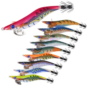 Glow Squid Lure Hook Angeln Leuchtende Salzwasser Holz Shrimp Squid Jigs