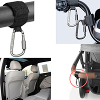 Crochets de poussette verrouillables en nylon/cuir PU résistant avec crochet en aluminium, clips de suspension multifonctionnels pour poussette et courses