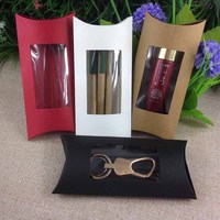 Etiquettes adhésives en papier Kraft à personnaliser, conteneur d'emballage pour bijoux, colliers, coffrets cadeaux avec fenêtre en PVC transparent