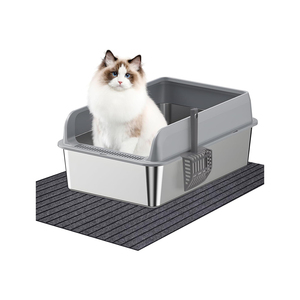 In the Trend Custom Large Capacity Square Stainless Steel <b>Cat</b> <b>Litter</b> Box with Splash-proof Design for All Size <b>Cats</b> - Product Image 1