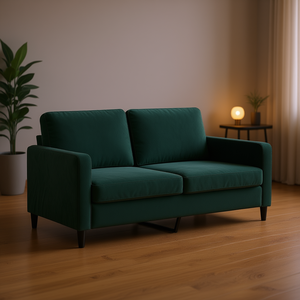 Dark <b>Green</b> Velvet 2 Seater Sofa Metal Legs Modern Living Room Furniture - Product Image 2