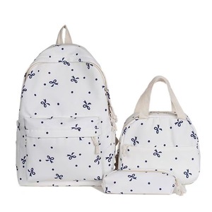 Bow Print Student <b>Backpack</b> Waterproof <b>Nylon</b> School Bag Zipper Softback Large Capacity for Daily School Use - Product Image 2