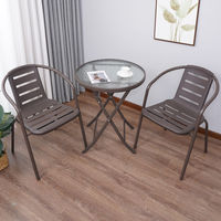 Table et chaises pliantes de jardin en fer forgé, design moderne simple, imperméable, protection solaire, pour l'extérieur