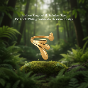 แหวนแฟชั่น สแตนเลสสตีล 316L ชุบทอง PVD ดีไซน์ทนทานและเป็นมิตรต่อสิ่งแวดล้อม - Product Image 3