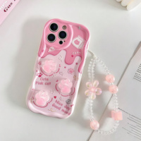 Coque de téléphone portable DIY pour femme, motif griffes de chat mignonnes, bord ondulé, en TPU, couleur crème, pour iPhone 16 15 17 Air 18 Pro Max
