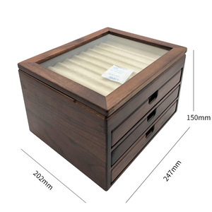 Yonghui Wooden Jewelry <b>Box</b> 202x247x150mm Multi Layer <b>Drawer</b> With Glass Lid <b>Storage</b> Organizer For Pens And Accessories - Product Image 1