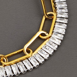 Pulseras de circonita cúbica con incrustaciones, cadena de eslabones, dijes, accesorios de joyería con chapado en oro PVD - Product Image 3