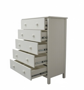 Commode à 5 tiroirs en bois d'hévéa Aravinda, style moderne, avec housse de protection, couleur blanche, pour salon ou chambre à coucher, meubles P.D.T Vietnam AR20XW - Product Image 2