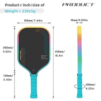 Raquette de pickleball MST Honeycomb 16 mm 230 g pour adultes, finition mate texturée, qualité tournoi, bordure colorée personnalisable, durable