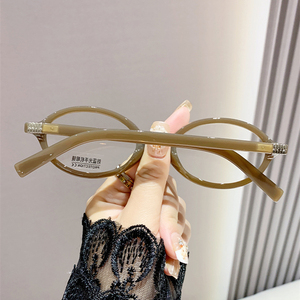 Gafas de Lectura de Óptica Delgada, Color Marrón Floral, Elipse Pequeña, <span class=keywords><strong>Lentes</strong></span> de Lectura Simples, <span class=keywords><strong>Anti</strong></span> Luz Azul, Presbicia +2.50 +1.50 para Mujer - Product Image 6