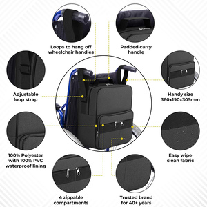 Wheelchair Accessories Geometric Pattern Polyester Zipper Side Organizer Storage Bag Armrest Pouch Manual Scooters <b>Rollators</b> - Product Image 4