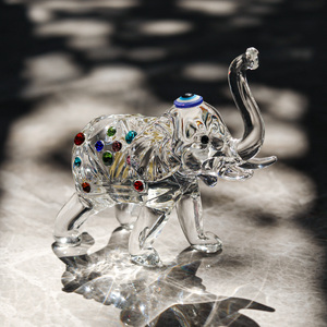 Figurines d'éléphant en cristal, sculpture animale en verre, figurines de collection, décoration de table porte-bonheur, ornements de décoration intérieure - Product Image 5