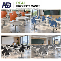 Chaise d'école en plastique OEM ODM avec tablette d'écriture, chaise pivotante pour formation scolaire avec porte-bouteille pour salle de classe