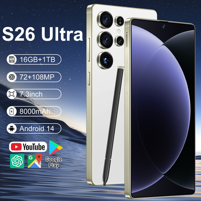 2025 New Original S26 Ultra 5G Smartphone 7.3-Inch Android 15 Dual SIM HD Screen 16GB+1TB High Quality Mobilephones S25 Ultra