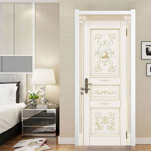 Su misura in legno massello popolare intagliato interno porta bianca stile <span class=keywords><strong>corte</strong></span> aperta camera da letto piatta in legno massiccio intagliato porta - Product Image 3