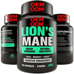Powerful Nootropic Organic Lions Mane Mushroom Capsules Vegan Brain Booster Focus Pills Real Lion's Supplement