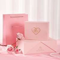 YZ Rosa Luxus-Geschenkbox mit Doppelöffnung aus Recyclingmaterialien und Prägedruck für Valentinstag und Geburtstagsgeschenke
