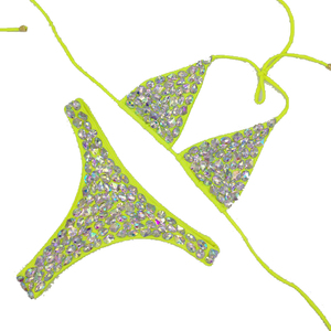 Très Brillant <span class=keywords><strong>De</strong></span> Mode Belle Chaîne <span class=keywords><strong>2</strong></span> Pièce Strass Sexy <span class=keywords><strong>de</strong></span> luxe diamant bikinis push up - Product Image 6