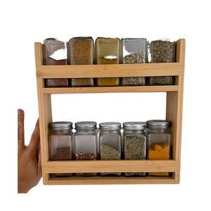 Bamboo Wood Three-Layer Foldable Standing Type Spice <b>Rack</b> for <b>Kitchen</b> - Product Image 1