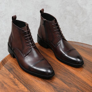 Zapatos de Vestir Formales para Hombre, Estilo Nuevo, Personalizados, con Suela Gruesa y Punta Redonda, de Cuero Genuino, para Bodas - Product Image 1