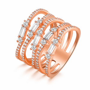 Anello Irregolare Stratificato in Oro Rosa per Donne, Elegante Gioiello da Dito alla Moda - Product Image 1
