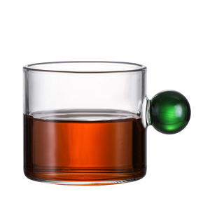 Tasses à café en verre à paroi simple de 4 oz, créatives, avec poignée en forme de boule colorée, couleur et logo personnalisables, classiques, compatibles micro-ondes et lave-vaisselle - Product Image 2