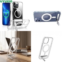 Coque magnétique transparente avec support pour iPhone 18 12 Pro Max 17 16 15 11 14 13 Mini, accessoires de téléphone en gros