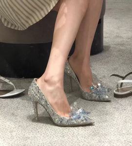 S1113F острые стразы на высоком каблуке Золушка со стразами на шпильке пикантные женские свадебные туфли для невесты - Product Image 4