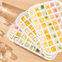 Bac à glaçons WANUO 24/48 compartiments, bac à glaçons en plastique transparent, grand bac à glaçons, bac à glaçons multi-niveaux
