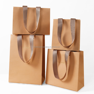 Sacs cadeaux en papier kraft brun écologiques, recyclables, imperméables, personnalisés, avec poignées, pour les restaurants à emporter, les promotions, réutilisables - Product Image 2