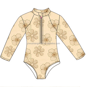 ชุดว่ายน้ำเด็กผู้หญิงลายฮาวายฤดูร้อนแบบสั่งทำพิเศษ แขนยาวแบบชิ้นเดียว ชุดว่ายน้ำบิกินี่แบบมีซิปสำหรับเด็กเล็ก - Product Image 6