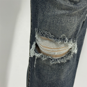 Jeans slim vintage déchirés pour hommes de haute qualité OEM/ODM, pantalon <span class=keywords><strong>bleu</strong></span> pour hommes, jeans en denim usé - Product Image 4