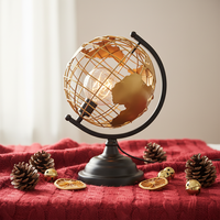 Lámpara de Globo Terráqueo Giratoria Iluminada con Batería, Diseño Moderno, LED, Metal, Luz Blanca Cálida, Alto CRI 90, Iluminación Decorativa