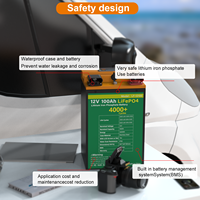4000 دورة 2 USB 5A القابلة لإعادة الشحن بطارية ليثيوم فوسفات liFePO4 12V 100Ah بطارية أيون الليثيوم