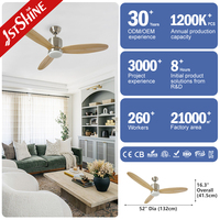 Ventilateur de plafond 1stshine 52 pouces au design moderne, intelligent, efficace, avec éclairage LED, résistant à la rouille, vente en gros, assurance qualité