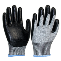 Gants de travail anti-coupure de niveau 5, grande adhérence, norme EN388 4544, 13G HPPE, revêtement en mousse de nitrile noir, micro-mousse.