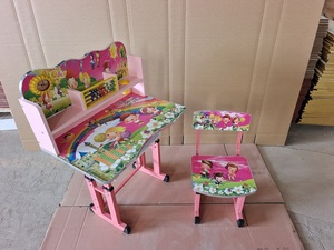 Giá rẻ trẻ em giá trẻ em nghiên cứu bảng và ghế Set với carton mô hình Chiều cao có thể điều chỉnh trẻ em của nghiên cứu bảng - Product Image 4