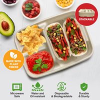 Barquettes à tacos biodégradables en bagasse avec couvercle, supports jetables compostables en canne à sucre pour restaurants, food trucks, traiteurs et livraison à domicile