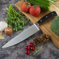 Couteau de cuisine ergonomique en acier, ustensile de cuisine 8 pouces 3cr13 en acier inoxydable, manche en bois de Pakka, couteau de Chef de cuisine