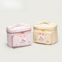 Grande Capacité Mignon Princesse Thème Femme Cosmétique Sac Étanche Velours Côtelé Maquillage Boîte Fermeture Éclair Portable Mode Nouveau Voyage Stockage