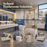 Ensemble de salle de bain scolaire CE pour projets éducatifs, système de douche et meuble-lavabo en bois massif, directement de l'usine, sur mesure, minimaliste